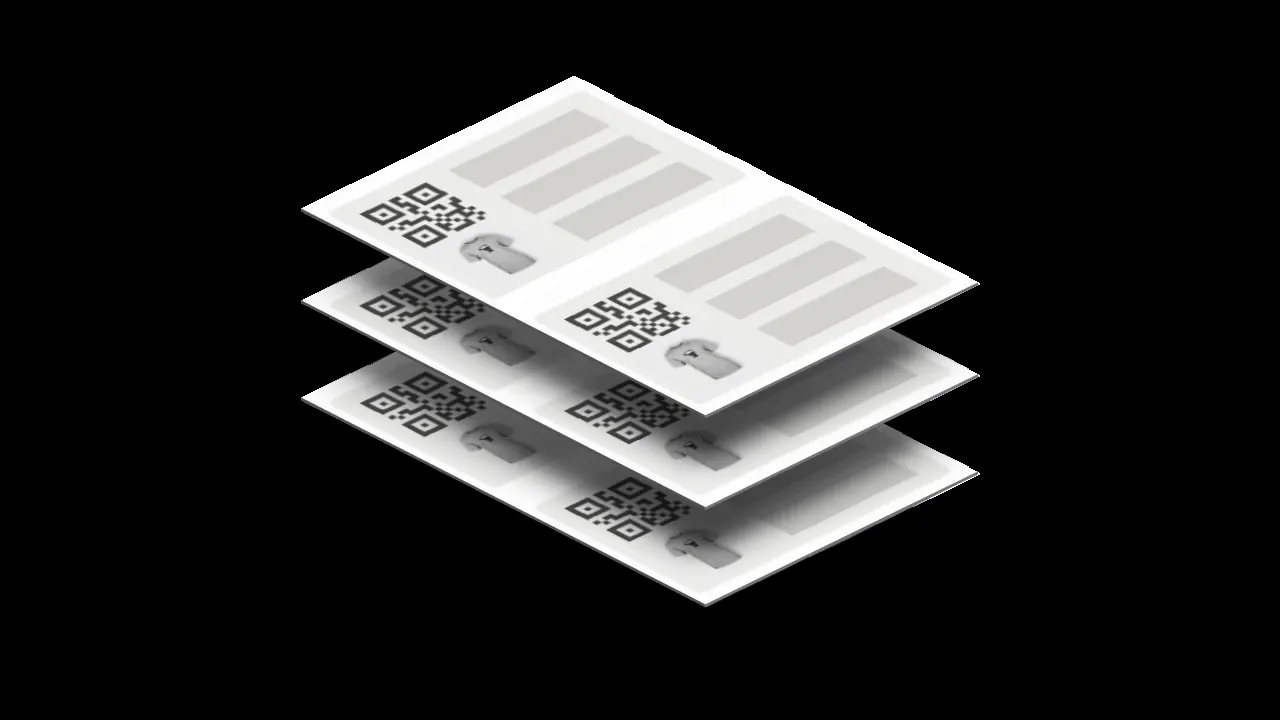 Stacked Scanventory label sheets